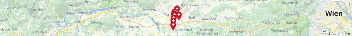 Kartenansicht für Apotheken-Notdienste in der Nähe von Eisbergsiedlung (Sankt Pölten (Stadt), Niederösterreich)